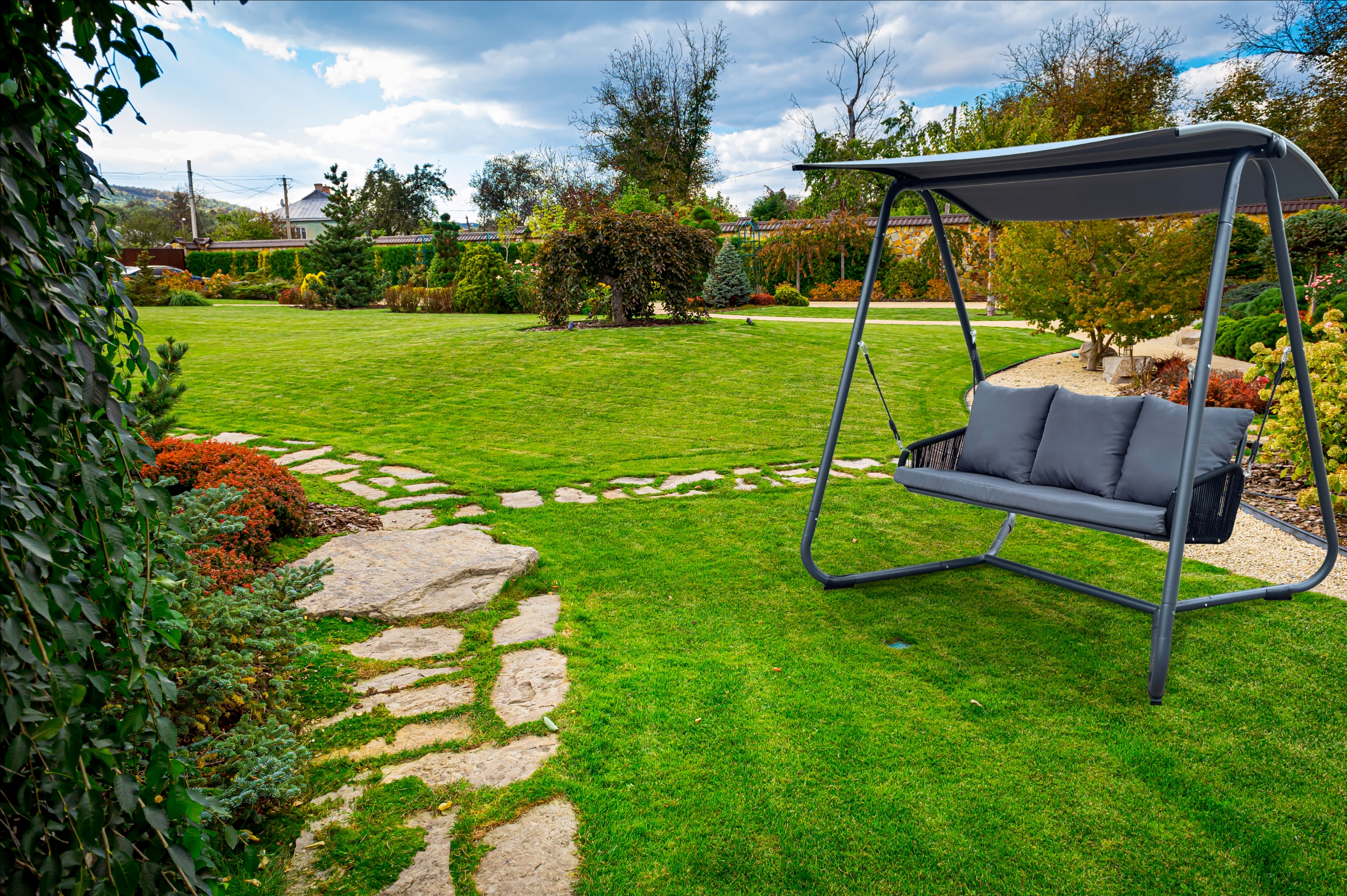 Садова Гірка З Плетеними Підліктниками 180 x 139 x 185 См Антрацитова Premium