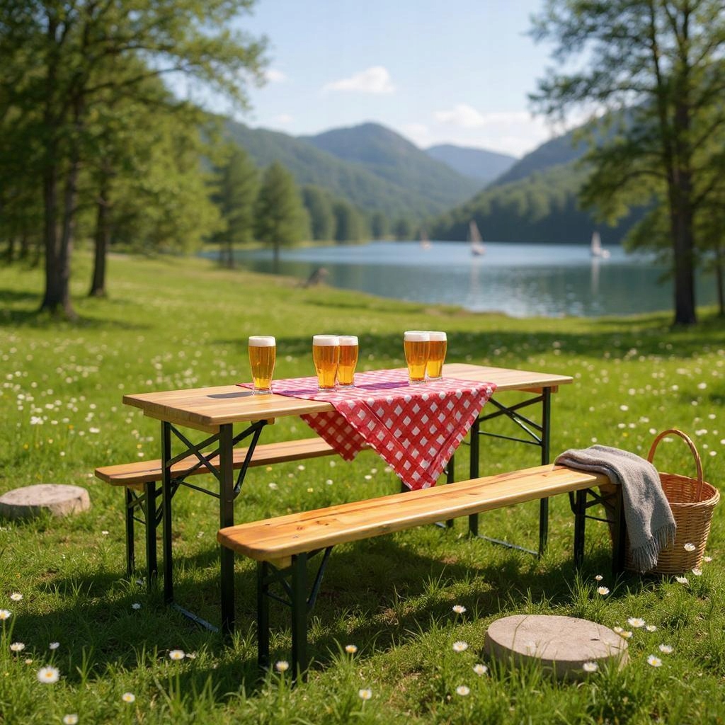 Набор Для Праздничного Столования - Стол 177 x 46 x 77 см + 2 Скамеи 177 x 23 x 47 см