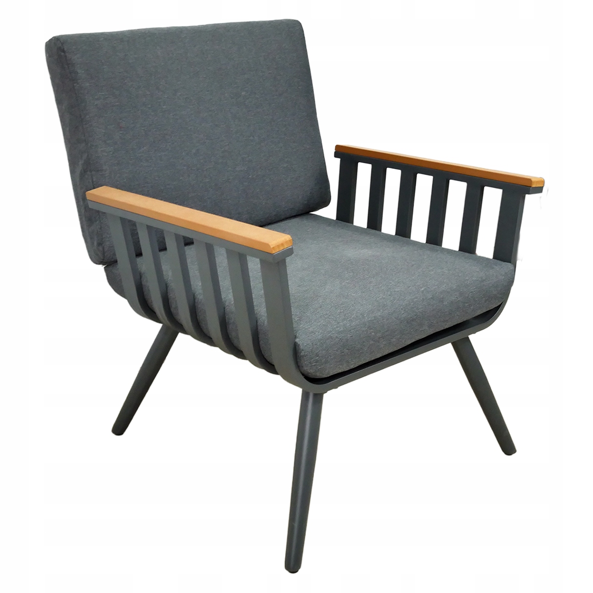 Набір Алюмінієвих Меблів (3-Місний Диван + 2 Крісла + Стіл) Сірий + Сірі Подушки