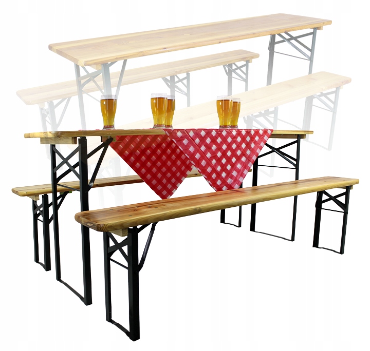 Набор Для Праздничного Столования - Стол 177 x 46 x 77 см + 2 Скамеи 177 x 23 x 47 см